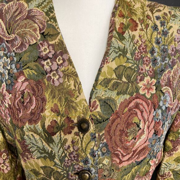 Vintage Ann Taylor Floral Tapestry Blazer Jacket Size 10 Made in USA - Picture 8 of 10